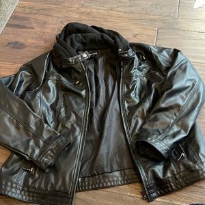 New look - black pleather jacket - plus - 2x
